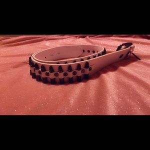 White vintage punk studded bullet belt